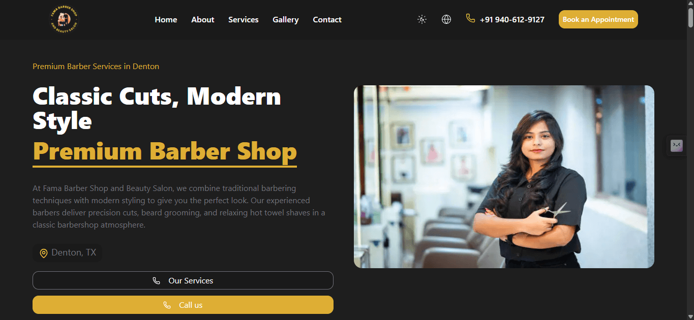 Fama Barber Shop and Beauty Salon website preview
