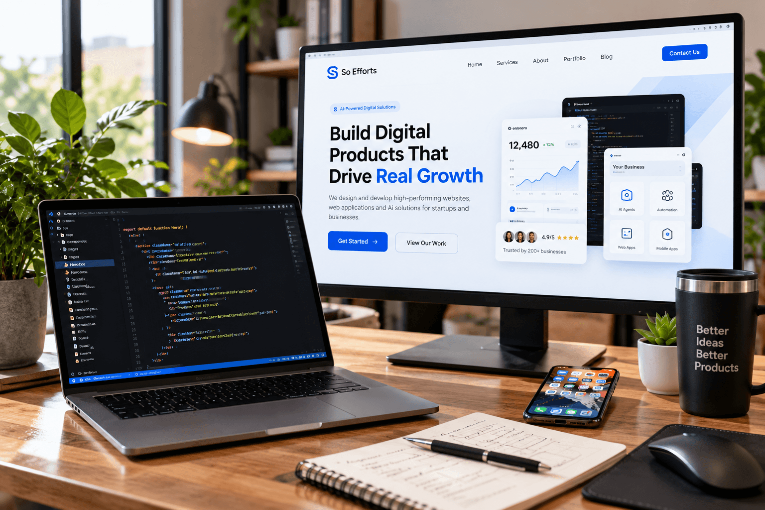 Modern web development workspace at So Efforts Solution