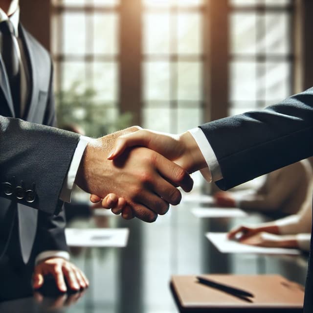 Professional handshake in modern office